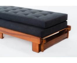 Alain Gaubert bench seat convertible model in oak and black linen 1980