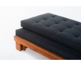 Alain Gaubert bench seat convertible model in oak and black linen 1980