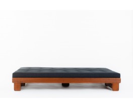 Alain Gaubert bench seat convertible model in oak and black linen 1980