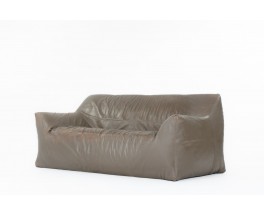 Canapé cuir marron édition Ligne Roset 1980