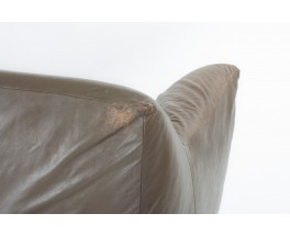 Sofa in brown leather edition Ligne Roset 1980