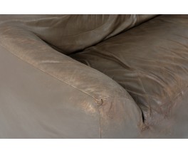 Canapé cuir marron édition Ligne Roset 1980