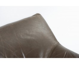 Sofa in brown leather edition Ligne Roset 1980