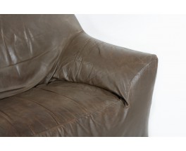 Canapé cuir marron édition Ligne Roset 1980