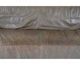 Canapé cuir marron édition Ligne Roset 1980