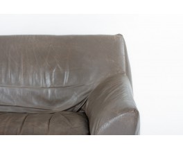 Canapé cuir marron édition Ligne Roset 1980