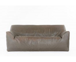 Sofa in brown leather edition Ligne Roset 1980