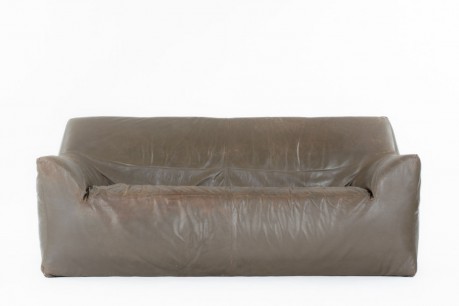 Sofa in brown leather edition Ligne Roset 1980