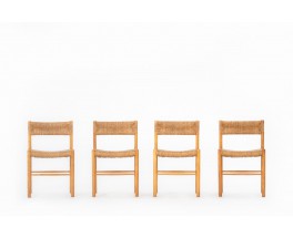 Chairs model Dordogne in ash and straw edition Sentou 1950 set of 4