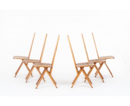 Pierre Chapo chairs model S45 in elm 1980 set of 6