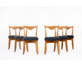 Chaises Guillerme Et Chambron Tissu Lin Noir Édition Votre Maison 1950 Set De 6