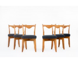 Guillerme and Chambron chairs black linen fabric edition Votre Maison 1950 Set of 6