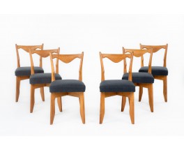 Guillerme and Chambron chairs black linen fabric edition Votre Maison 1950 Set of 6