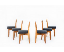 Chaises Guillerme Et Chambron Tissu Lin Noir Édition Votre Maison 1950 Set De 6