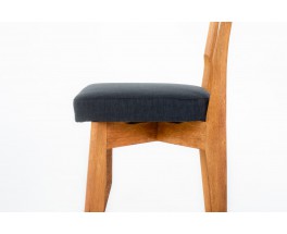 Guillerme and Chambron chairs black linen fabric edition Votre Maison 1950 Set of 6