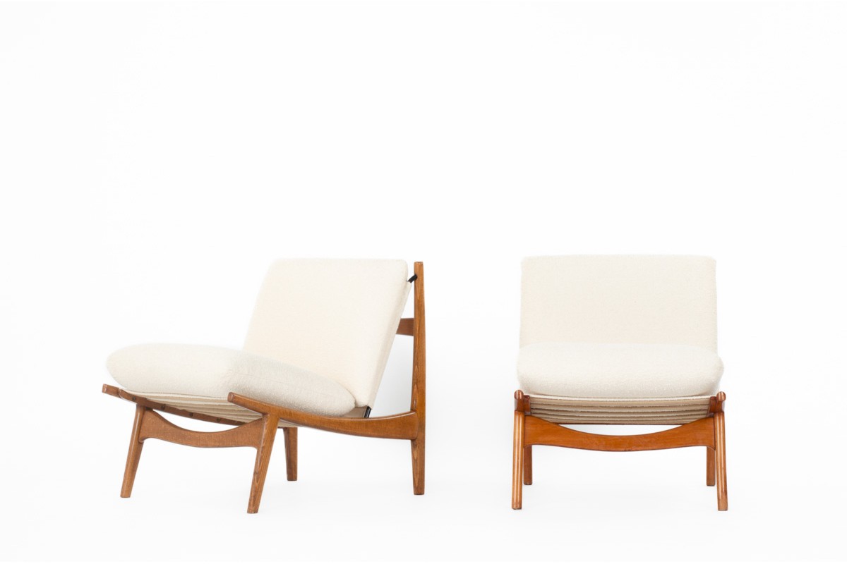 Joseph Andre Motte low chairs model 790 edition Steiner 1960 set of 2