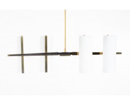 Pendant light in opaline metal and brass 1960