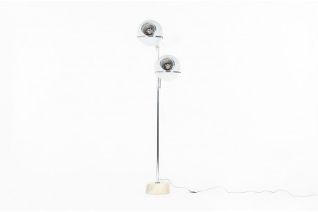 Floor lamp inspired by Gino Sarfatti marble, glass and chrome 1970