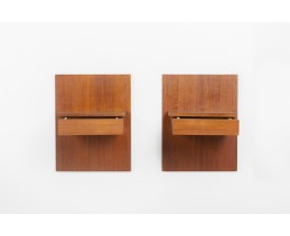 Wall-mounted nightstands in teak 1950 set of 2