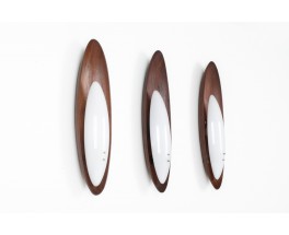 Goffredo Reggiani teak and perspex wall lights 1960 set of 3