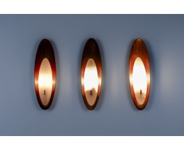 Goffredo Reggiani teak and perspex wall lights 1960 set of 3