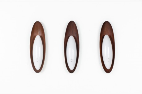 Appliques Goffredo Reggiani teck et perspex 1960 set de 3