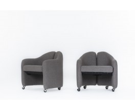 Eugenio Gerli armchair model PS142 grey edition Tecno 1960 set of 2