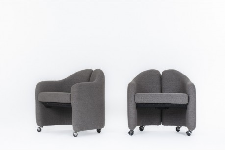 Eugenio Gerli armchair model PS142 grey edition Tecno 1960 set of 2