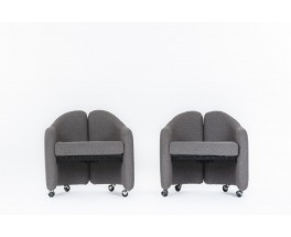 Eugenio Gerli armchair model PS142 grey edition Tecno 1960 set of 2