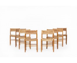 Chairs model Dordogne in ash édition Sentou 1950 set of 8