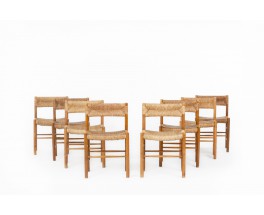 Chairs model Dordogne in ash édition Sentou 1950 set of 8