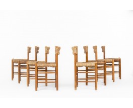 Chairs model Dordogne in ash édition Sentou 1950 set of 8