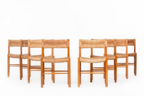 Chairs model Dordogne in ash édition Sentou 1950 set of 8
