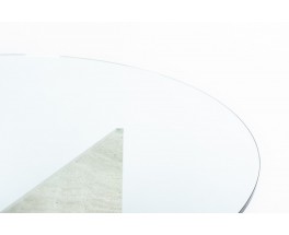 Round dining table marble base and glass top 1980