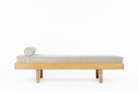 Daybed in elm with velvet fabric 1980
