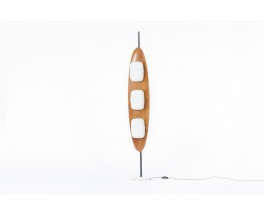 Lampadaire Goffredo Reggiani modèle Surf teck marbre et opaline 1960