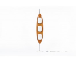 Lampadaire Goffredo Reggiani modèle Surf teck marbre et opaline 1960