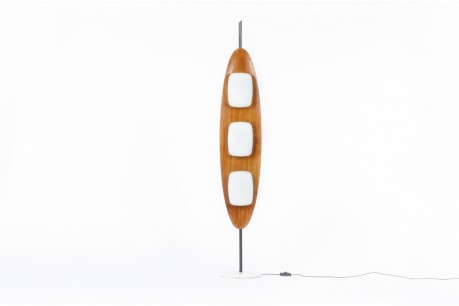 Goffredo Reggiani floor lamp model Surf teak marble and opaline 1960