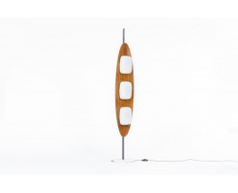 Lampadaire Goffredo Reggiani modèle Surf teck marbre et opaline 1960