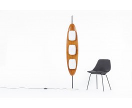 Lampadaire Goffredo Reggiani modèle Surf teck marbre et opaline 1960