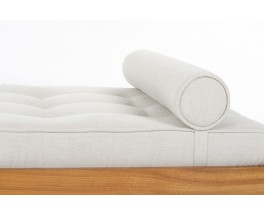 Daybed in elm and Maison Thevenon beige linen fabric edition Regain 1980