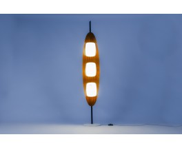 Lampadaire Goffredo Reggiani modèle Surf teck marbre et opaline 1960