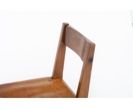 Pierre Chapo chairs model S24 in elm and leather 1980