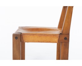 Pierre Chapo chairs model S24 in elm and leather 1980