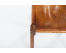 Pierre Chapo chairs model S24 in elm and leather 1980