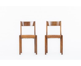 Pierre Chapo chairs model S24 in elm and leather 1980
