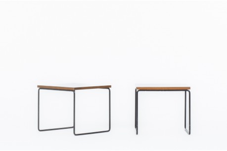 Pierre Guariche coffee tables model Volante black formica edition Steiner 1950 set of 2