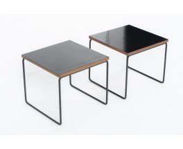 Tables basses Pierre Guariche modèle Volante formica noir édition Steiner 1950 set de 2