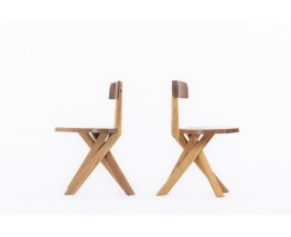 Pierre Chapo chairs model S34 in elm 1980 set of 2