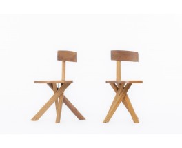 Pierre Chapo chairs model S34 in elm 1980 set of 2